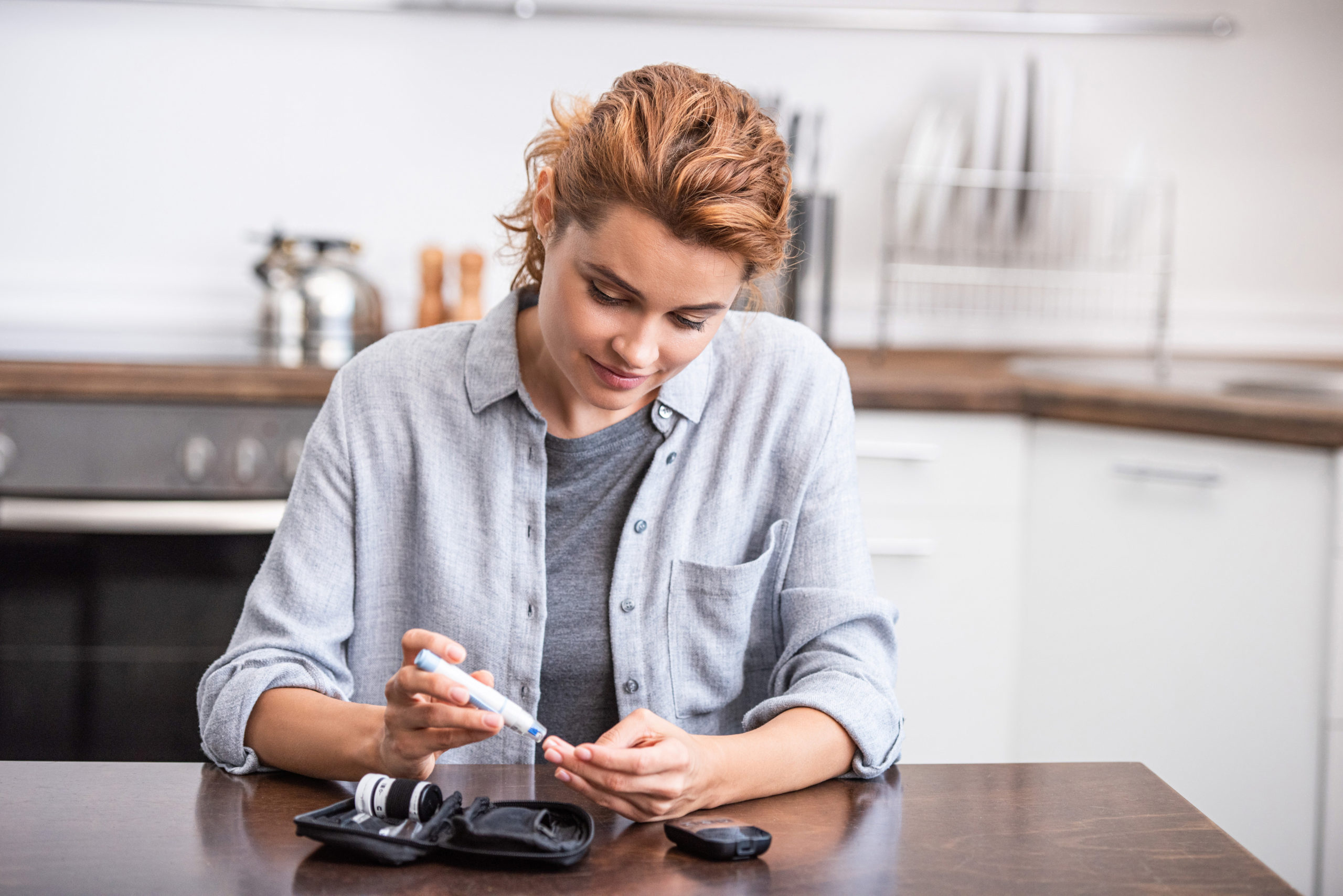 Diabetic Woman Caring for Herself