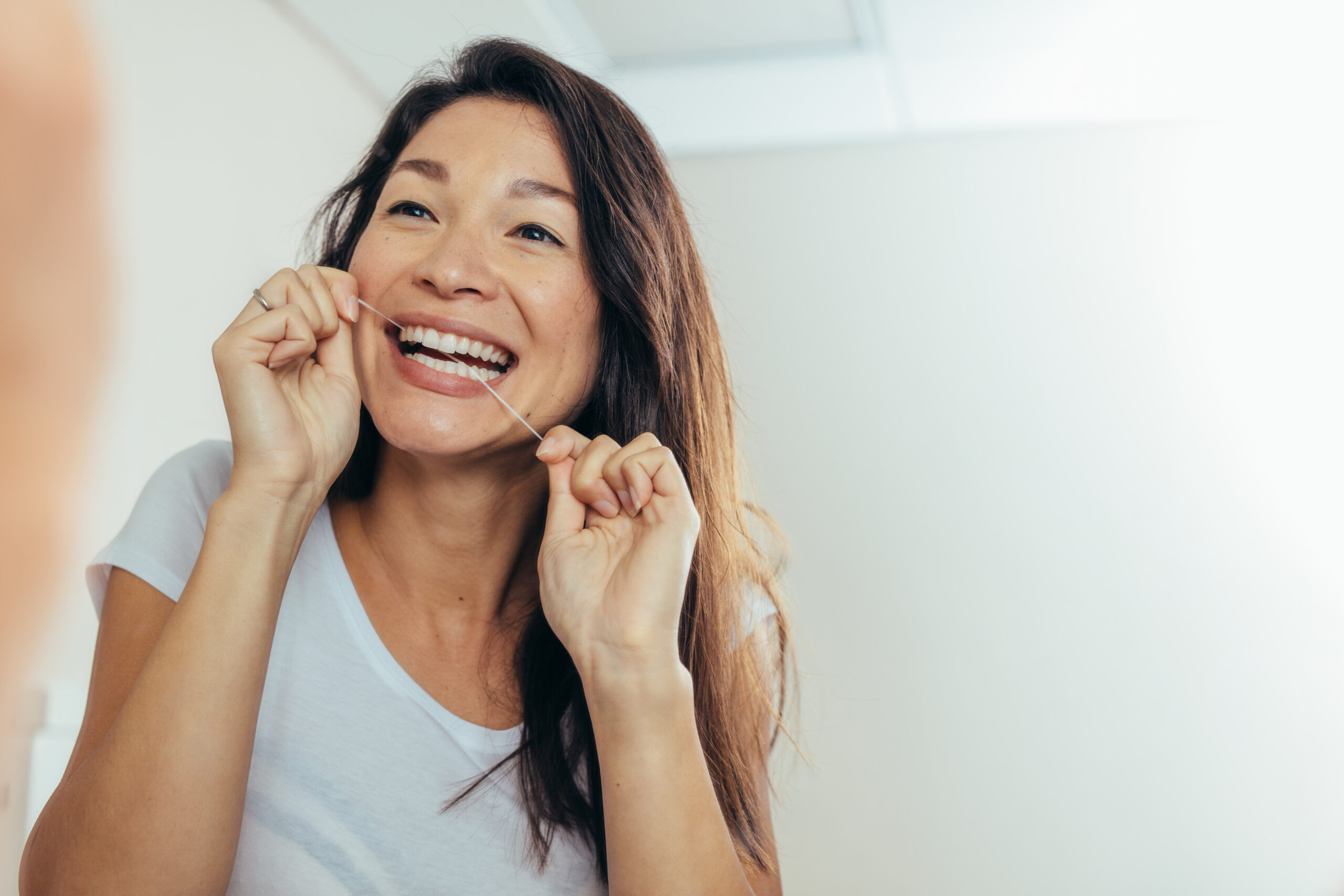 Flossing mouth dental health oral care